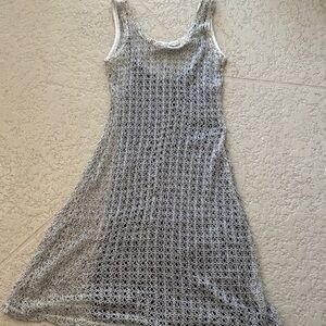 MNG Elegant Black and Taupe Crochet Lace 2 layer Dress sz large